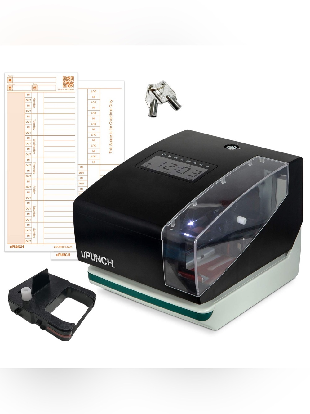 Automatic Time Card Punch Clock in Black